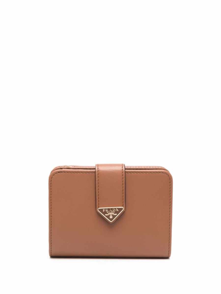 triangle-logo leather bi-fold wallet