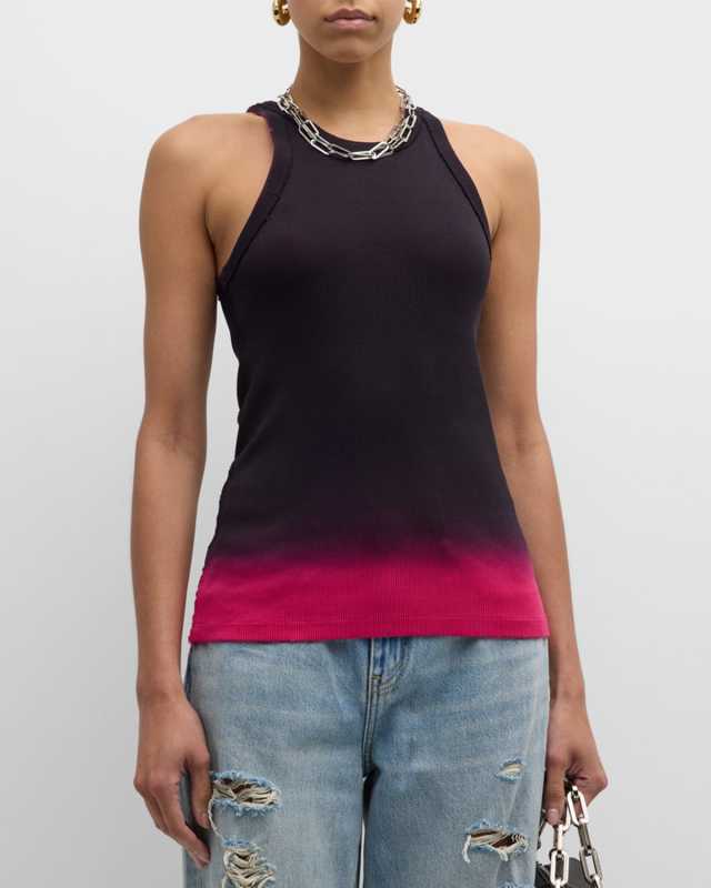 Grunge Spray Print Rib Tank Top