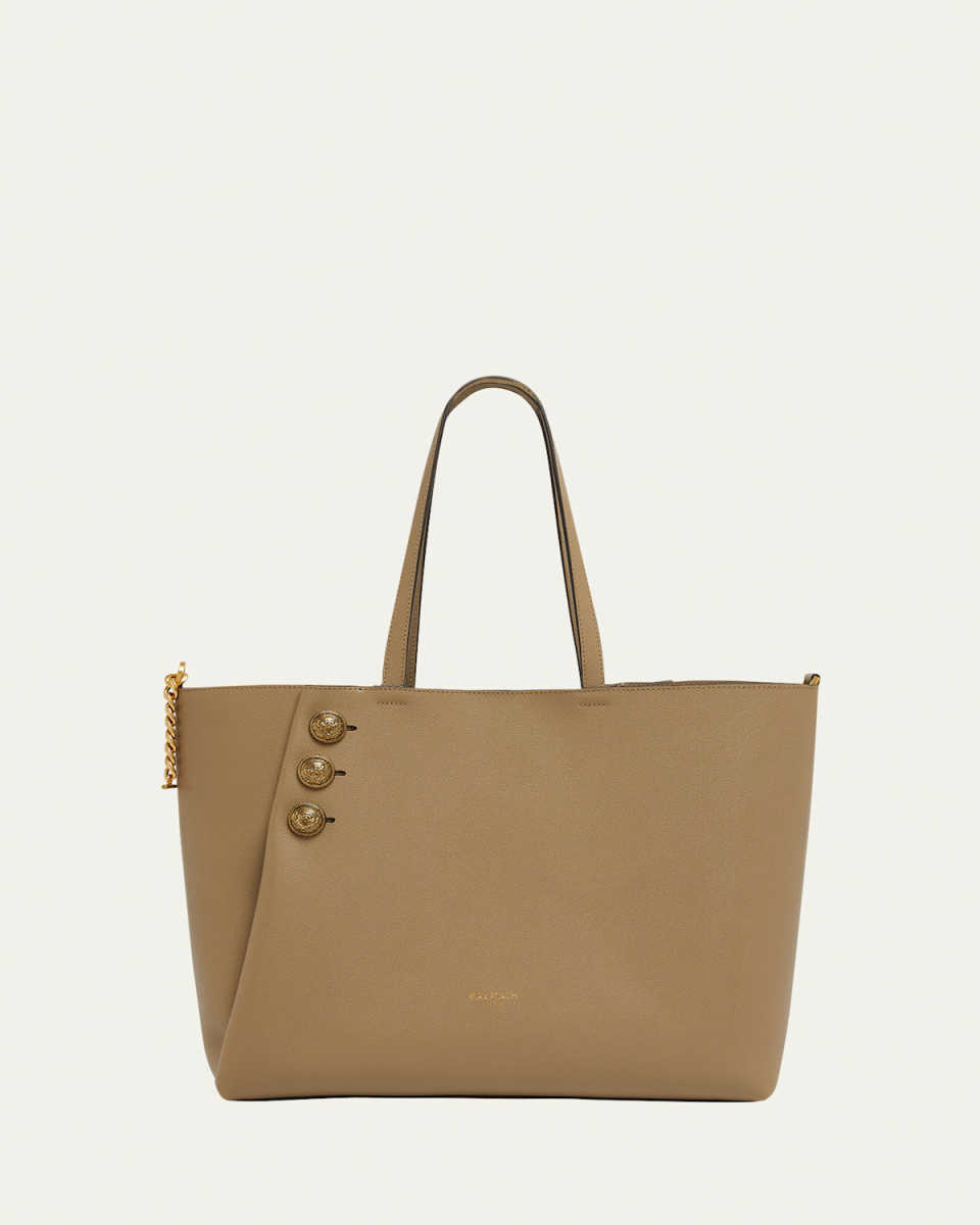 Embleme Shopper Tote Bag in Grained Leather