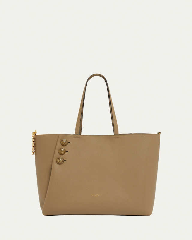 Embleme Shopper Tote Bag in Grained Leather
