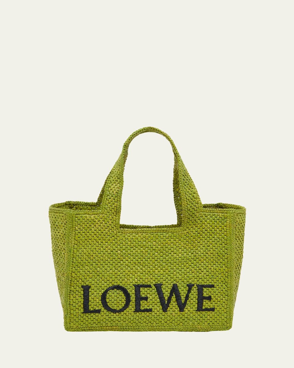 x Paula's Ibiza Font Logo Small Tote Bag in Raffia