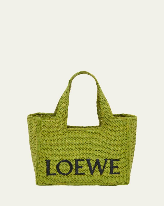 x Paula's Ibiza Font Logo Small Tote Bag in Raffia
