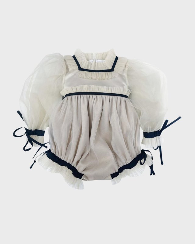 Girl's Coco Caramel Tulle Romper, Size 3M-