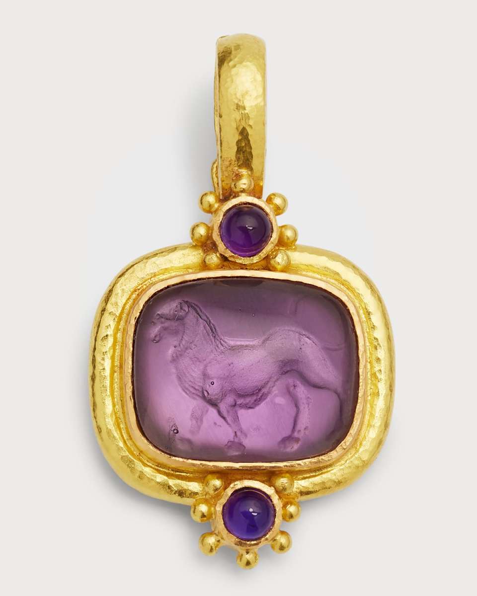Roaring Lion Intaglio 19k Gold Pendant