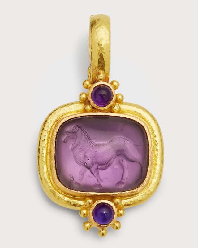Roaring Lion Intaglio 19k Gold Pendant