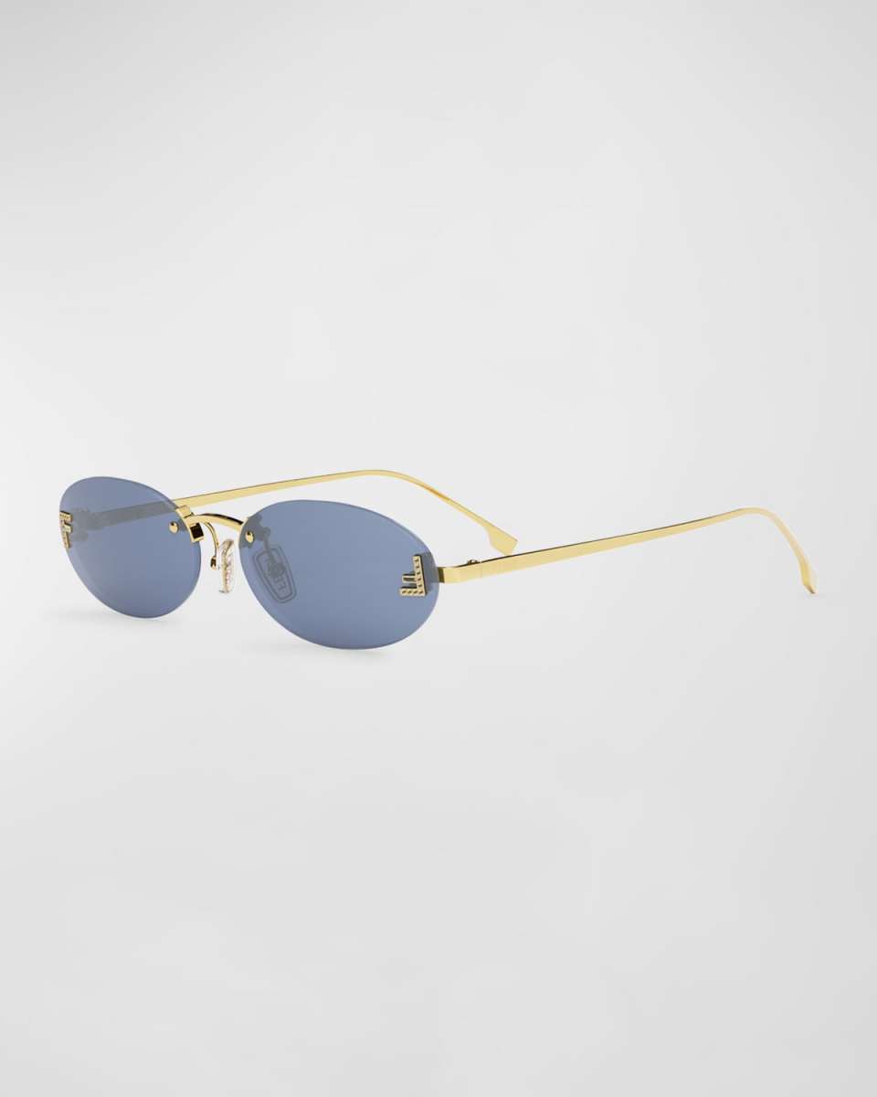 Embellished FF Oval Metal Sunglasses