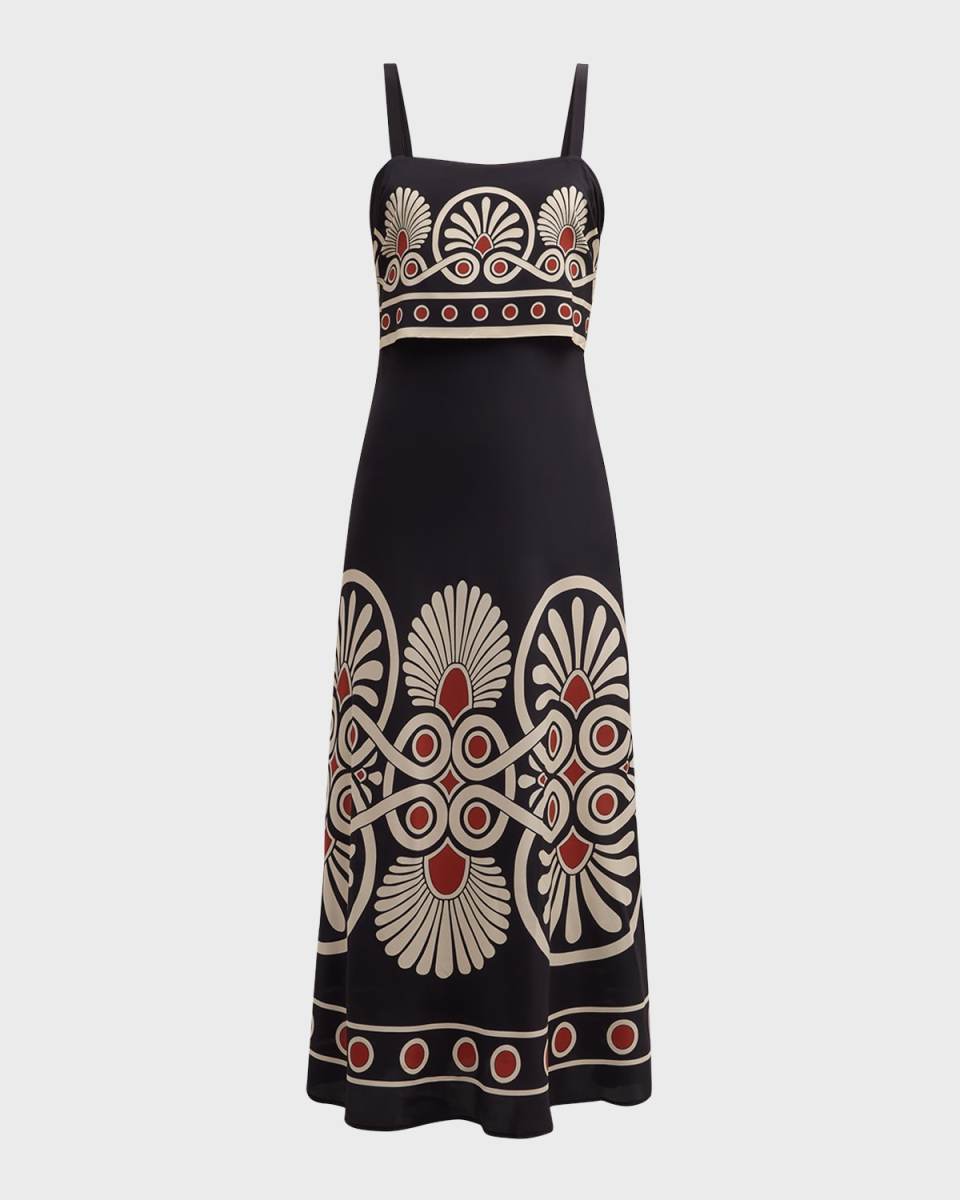 Slip-Around Printed Open-Back Maxi Dress
