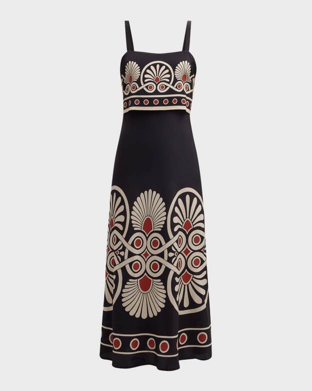 Slip-Around Printed Open-Back Maxi Dress