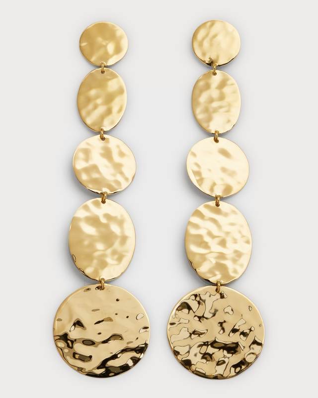 5-Tier Linear Crinkle Earrings in 18K Gold
