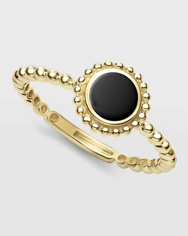 18k Covet Onyx 9mm Round Stack Ring, Size 7