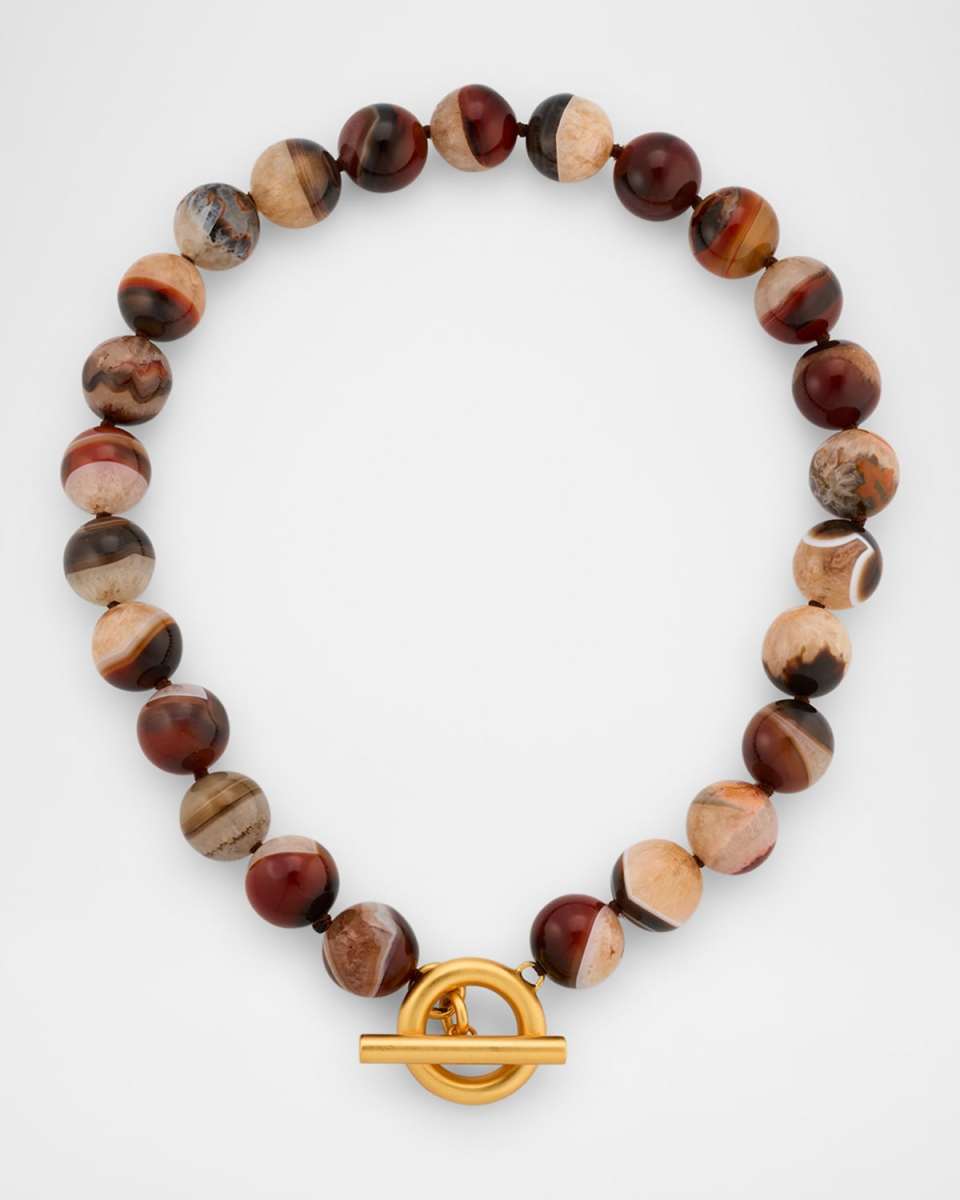 Druzy Agate Brushed Toggle Strand Necklace