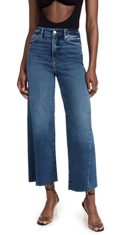 Good American Good Waist Palazzo Crop Jeans indigo394