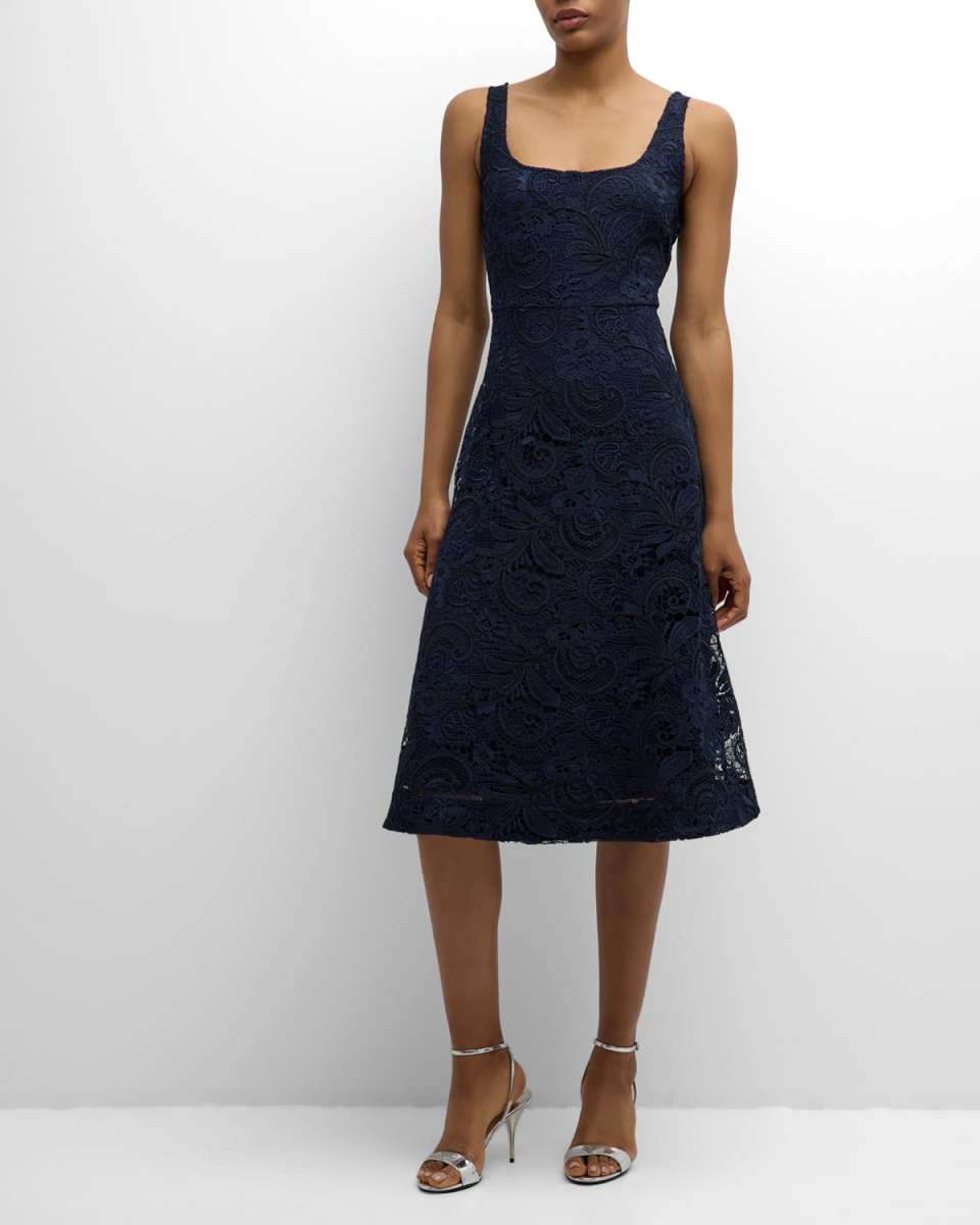 Gracie Beaded Lace-Trim Mini Shift Dress