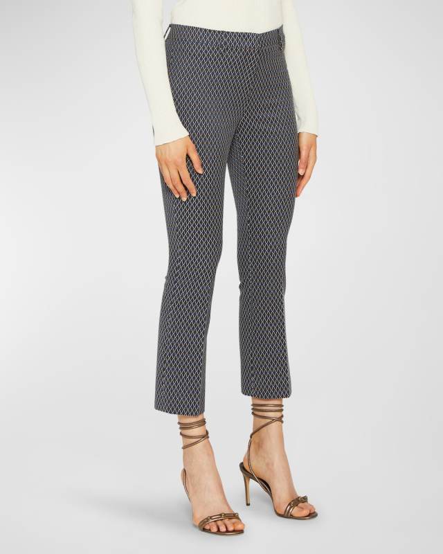Double-Knit Geometric Printed Pants