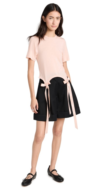 Simone Rocha Easy T-Shirt with Bow Tails Pale Rose