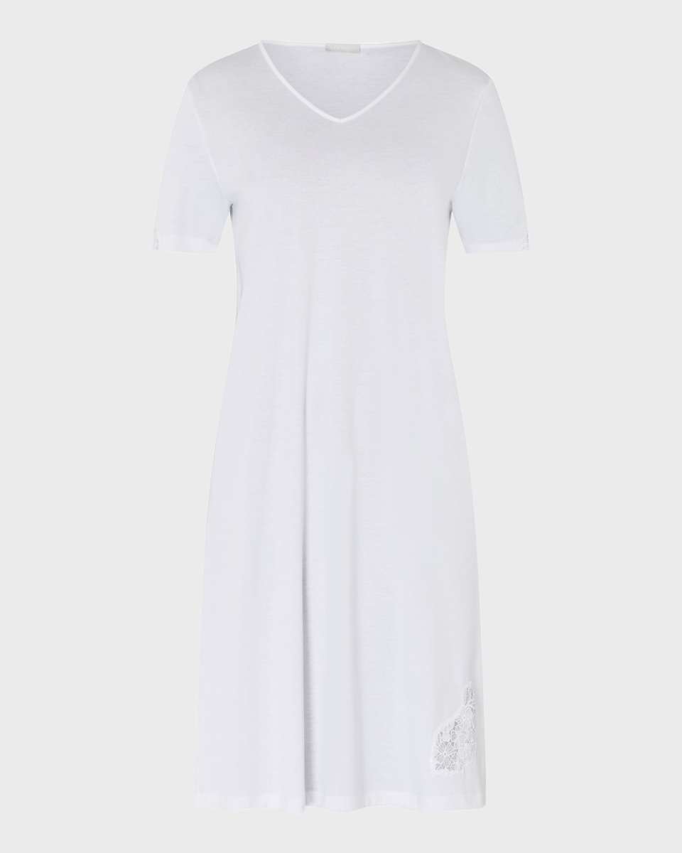 Michelle Lace-Inset Cotton Midi Nightgown