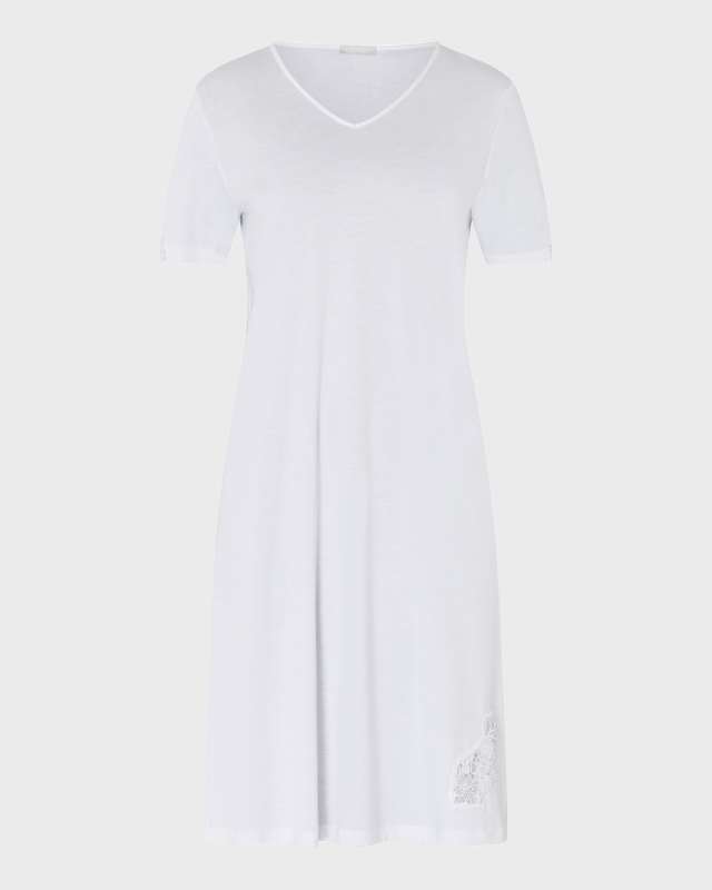 Michelle Lace-Inset Cotton Midi Nightgown