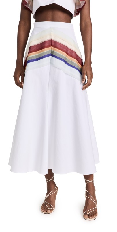 Rosie Assoulin Organza Quartered A-line Skirt White