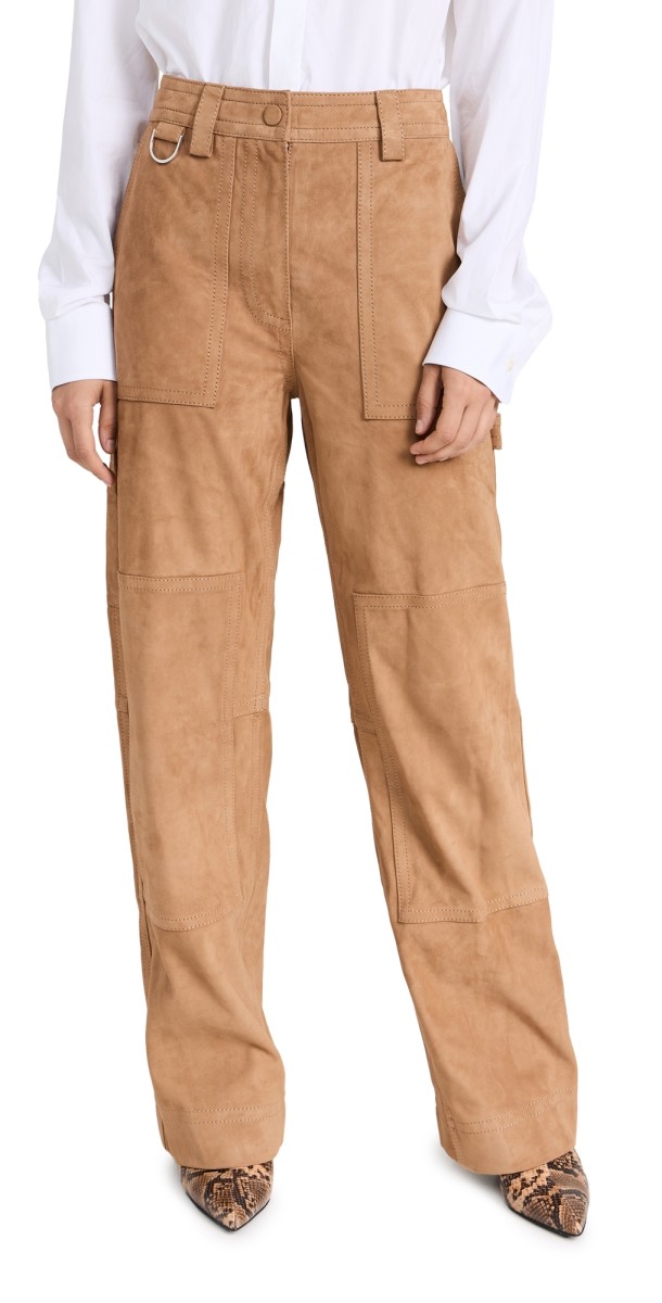Saks Potts Rose Leather Pants Tan