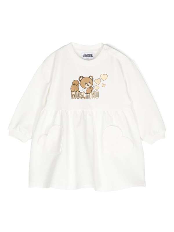 teddy bear-print A-line dress