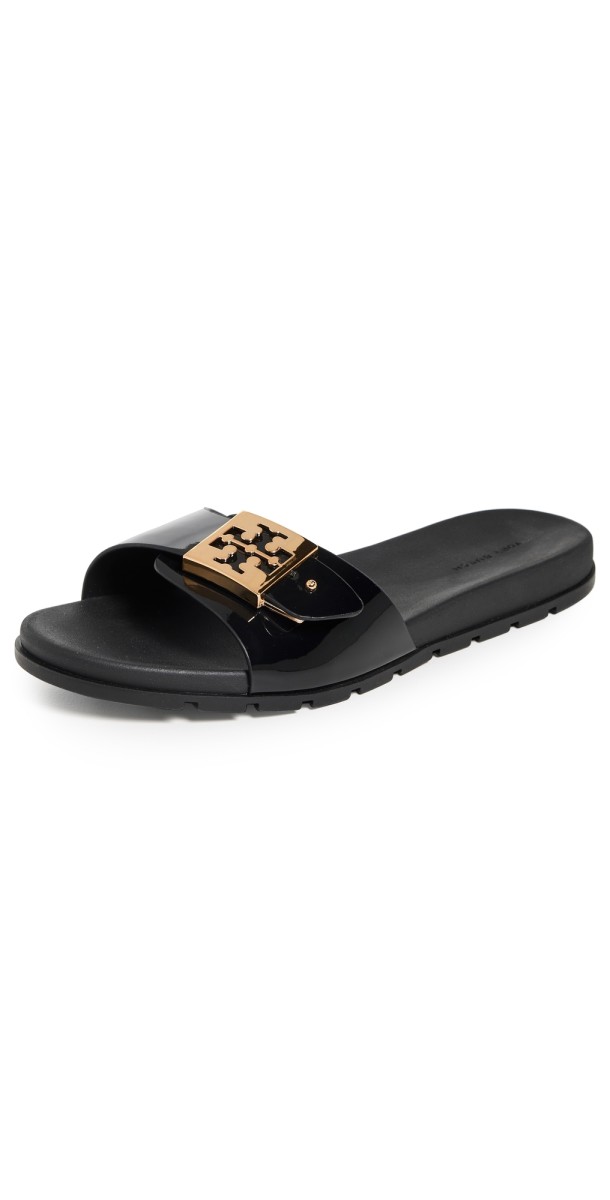 Tory Burch Buckle Slides Perfect Black/Gold