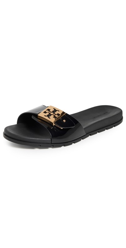 Tory Burch Buckle Slides Perfect Black/Gold