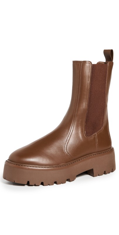 Black Suede Studio Austin Chelsea Lug Sole Boots Mocha