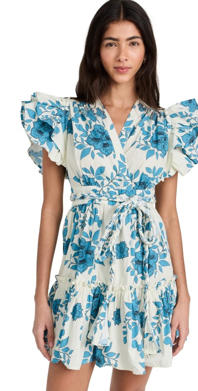 TRUTH Issa Belted V-Neck Dress Blue Multi