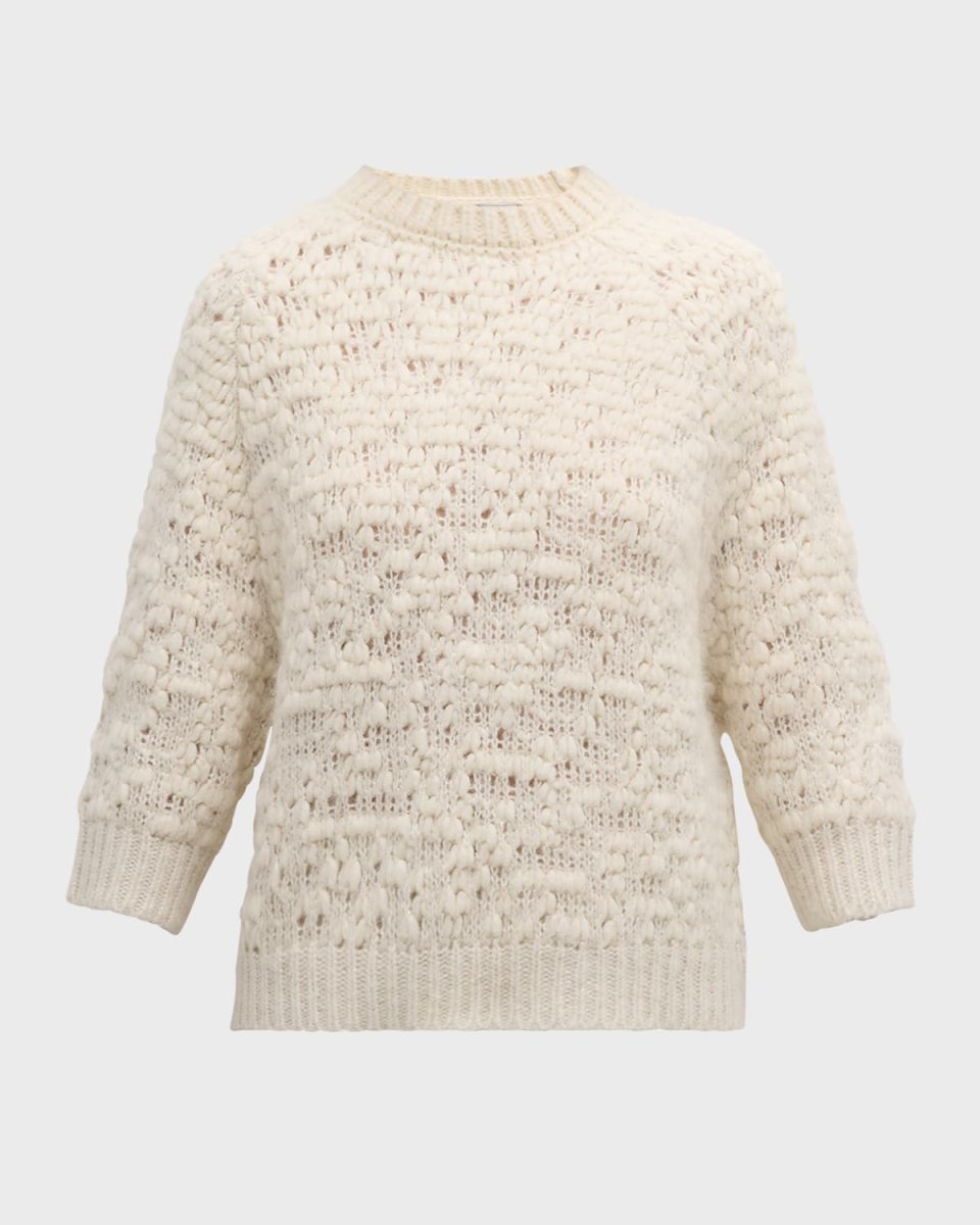 Crewneck 3/4-Sleeve Knit Sweater
