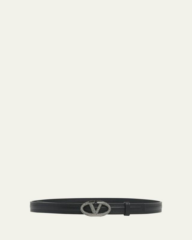 The Bold Edition V-Logo Embellished Leather Belt