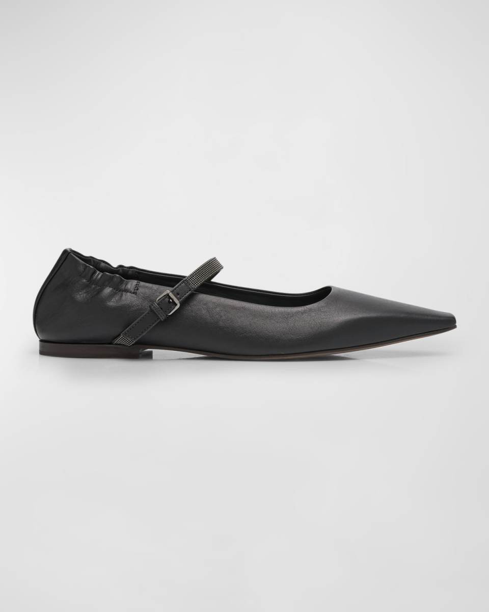 Leather Monili Mary Jane Ballerina Flats