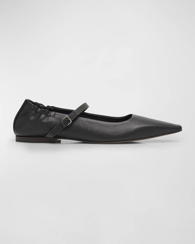 Leather Monili Mary Jane Ballerina Flats