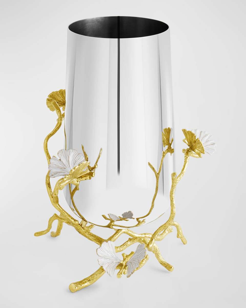 Butterfly Ginkgo White & Gold Medium Vase