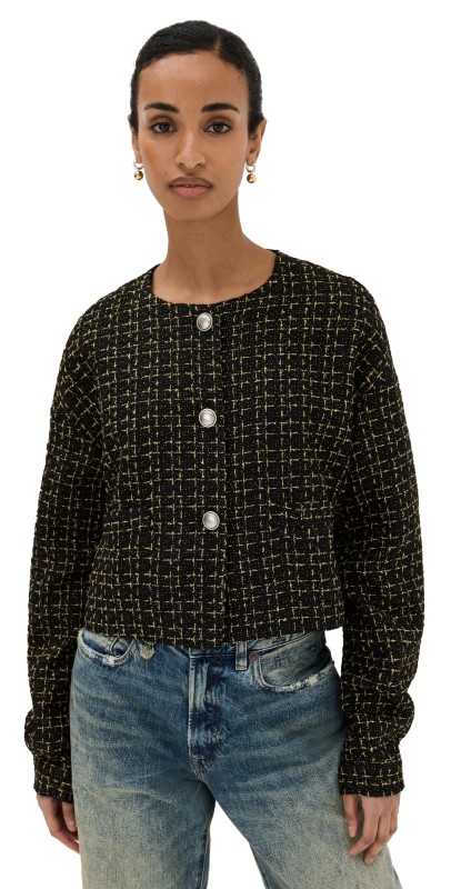 Lioness Coco Tweed Jacket Speckled Onyx