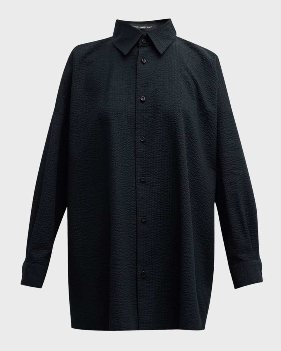 Wide A-Line Shirt with Collar (Long)