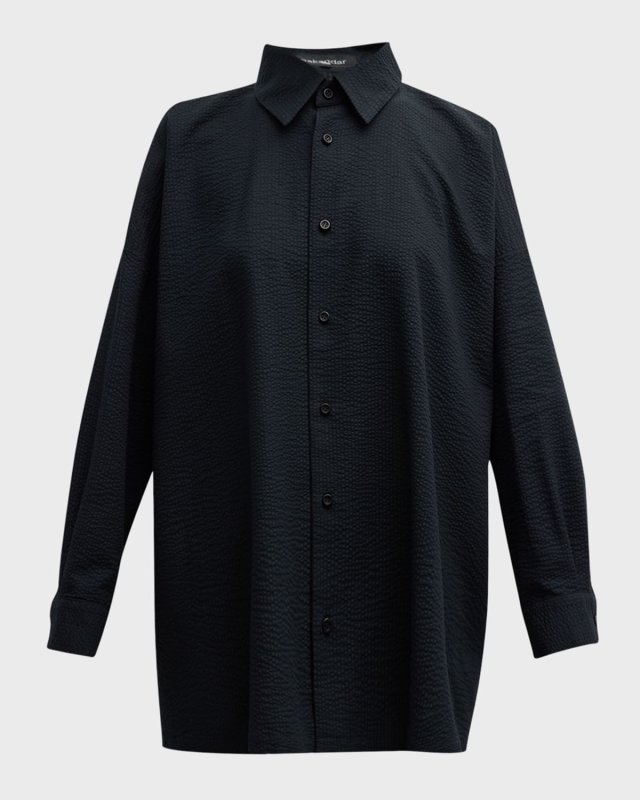 Wide A-Line Shirt with Collar (Long)