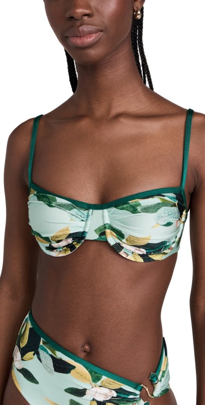 PatBO Magnolia Underwire Bikini Top Green Multi