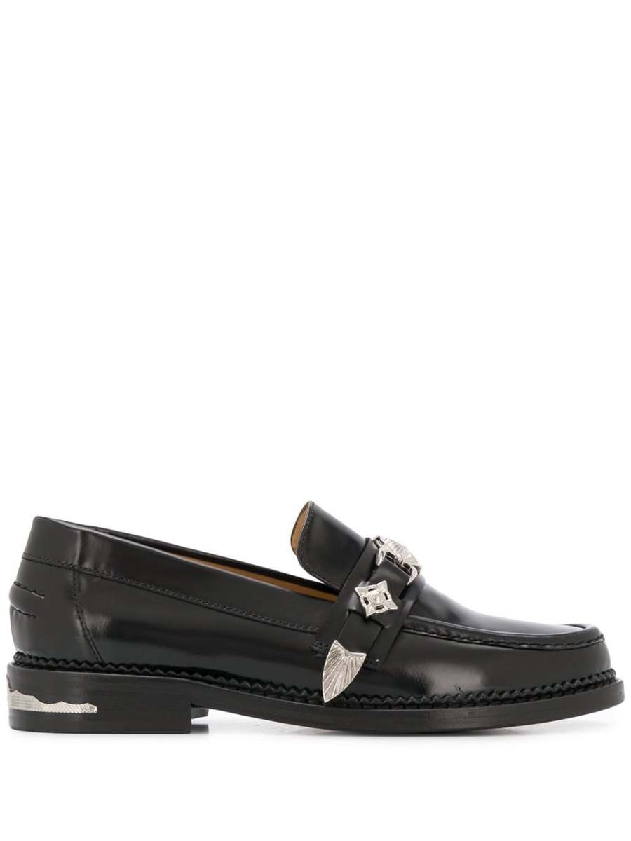 round-toe leather loafers