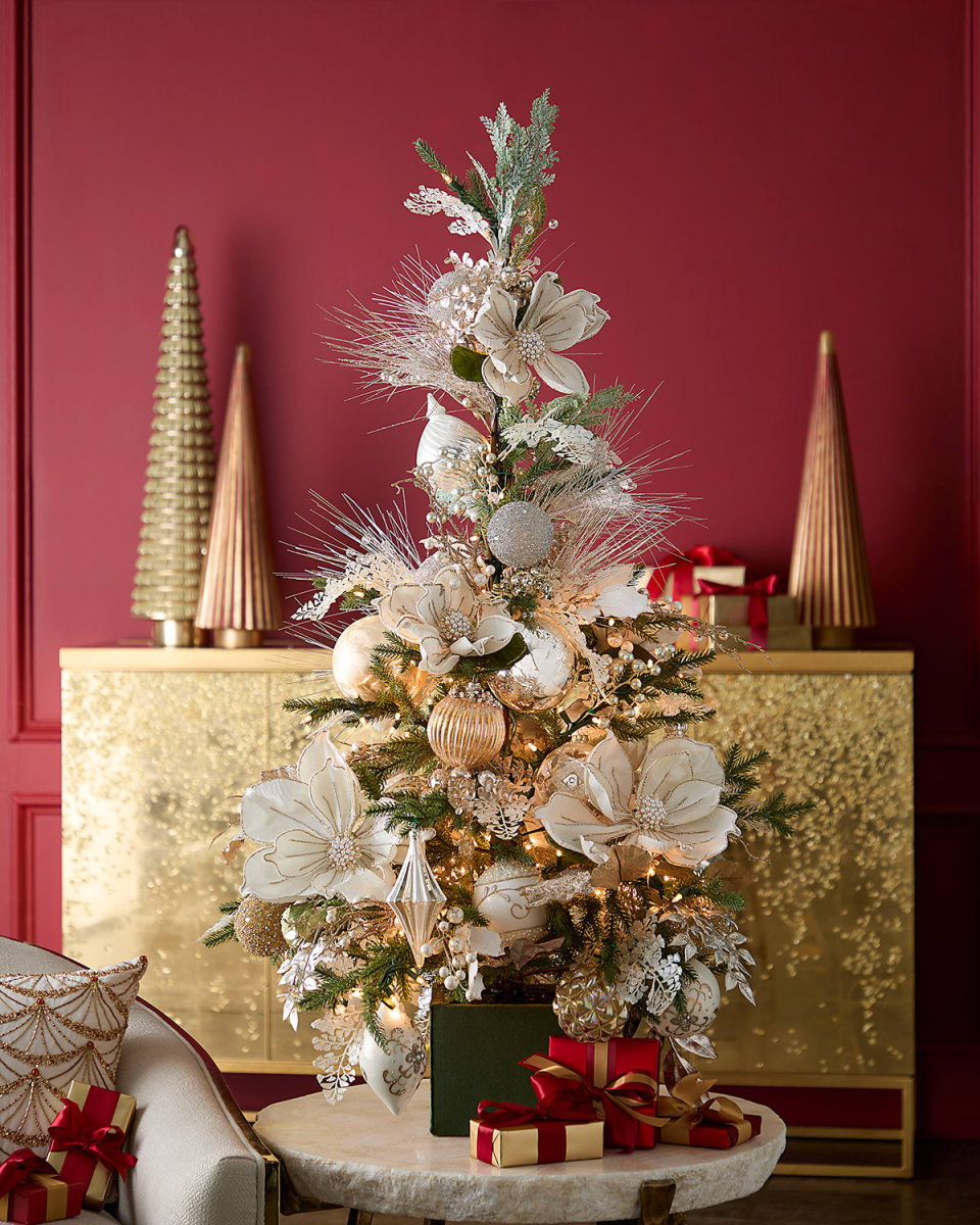 Gold and White Christmas Tree, 56"