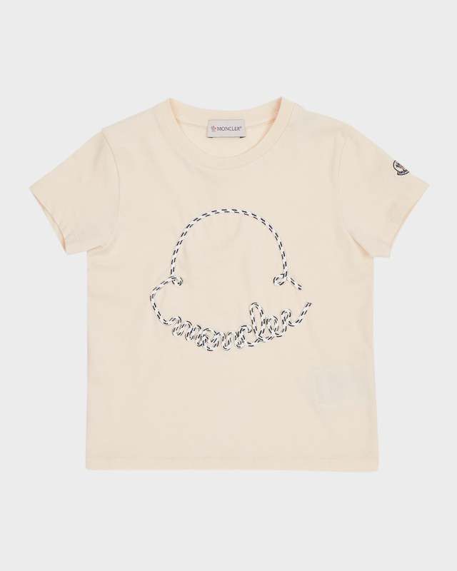 Girl's Cord Appliqué Logo Short-Sleeve T-Shirt, Size 4-6
