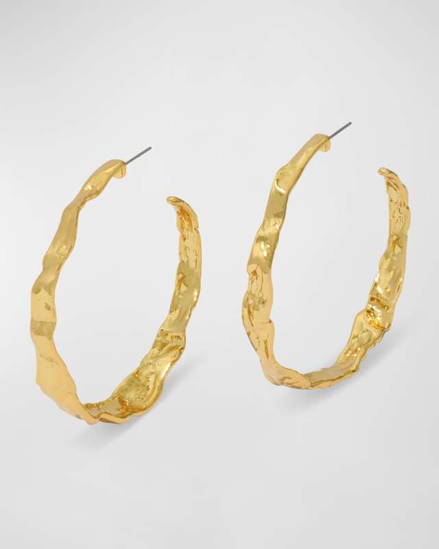 Brut Textured Gold Hoop Earrings