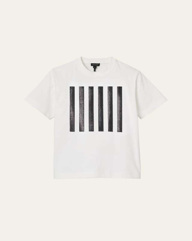 Sequined Stripe Box Short-Sleeve T-Shirt
