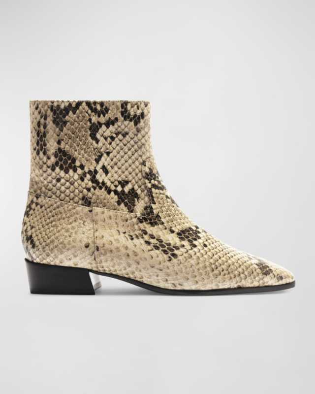 Helena Snake-Embossed Zip Ankle Booties