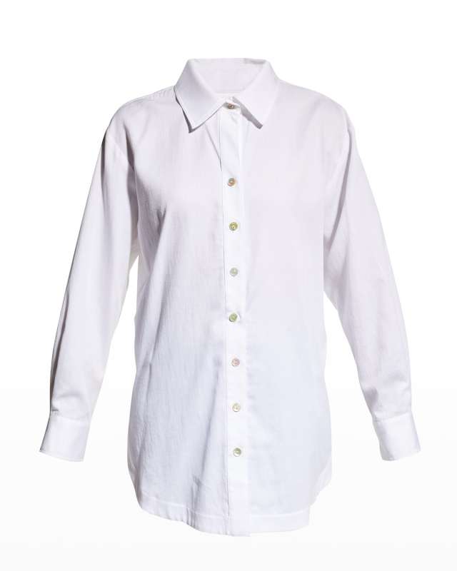 Solid Cotton Lawn Boyfriend Shirt