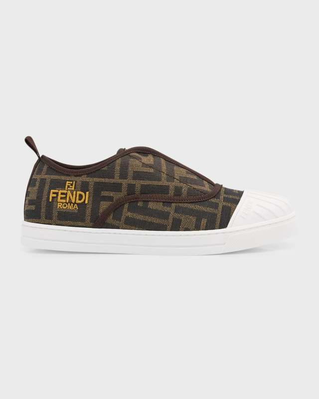 Kid's FF Logo-Print Slip-On Sneakers, Kids