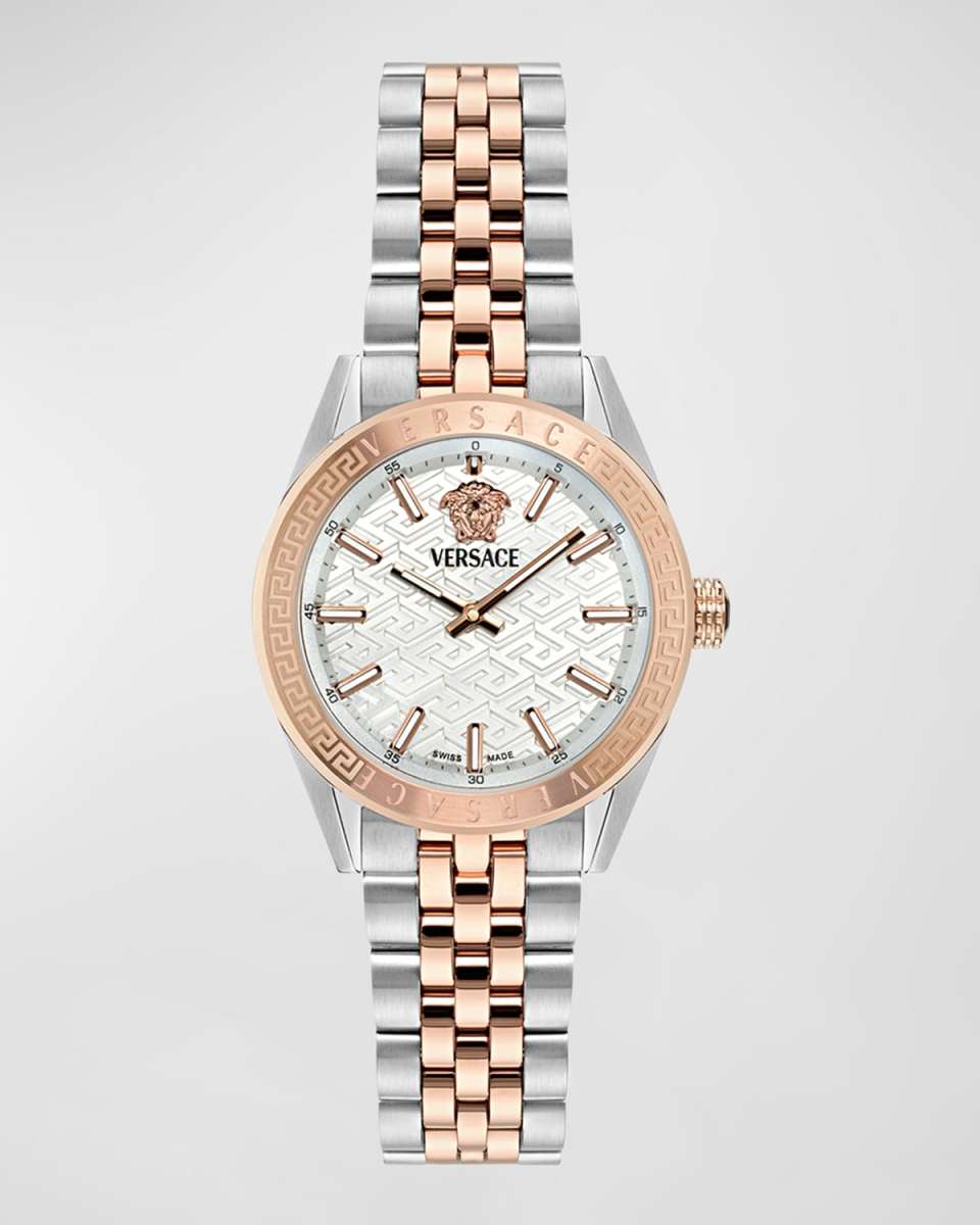 36mm V-Code Watch with Bracelet Strap, Two Tone