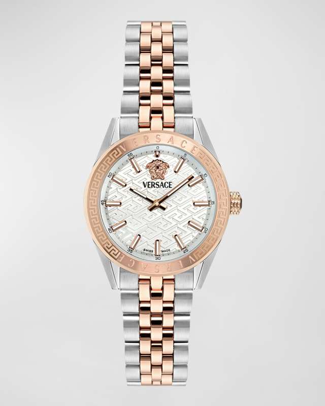 36mm V-Code Watch with Bracelet Strap, Two Tone