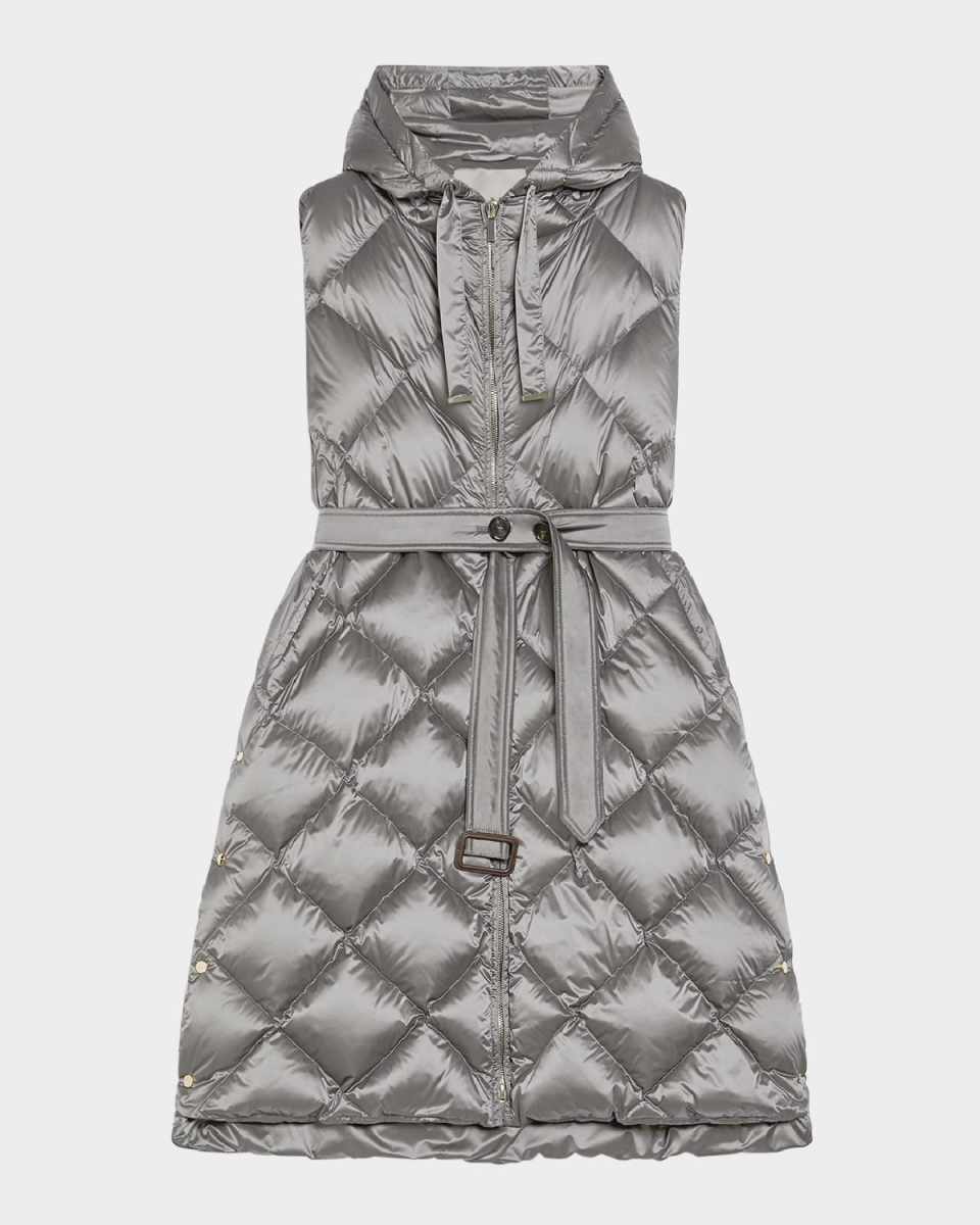 Tregil Sleeveless Belted Puffer Hooded Coat