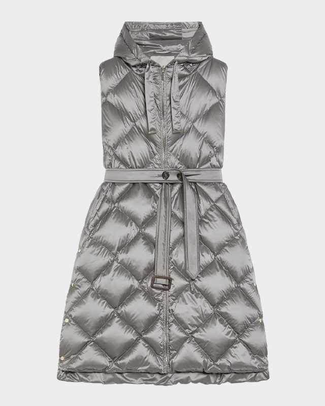 Tregil Sleeveless Belted Puffer Hooded Coat