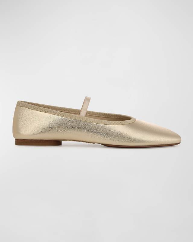 Metallic Mary Jane Ballerina Flats